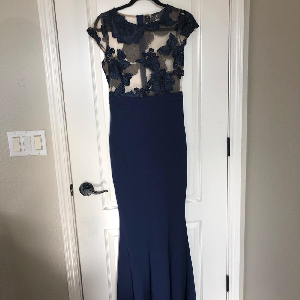 Windsor Blue Dress with Flower Detail